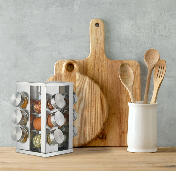 Condimentero Giratorio En Acero 12 Frascos