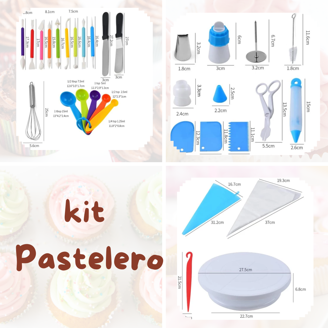 kit de Reposteria de 66 piezas + 3 Moldes