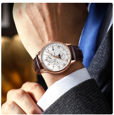 Reloj Analógico de cuero Resistente al Agua para hombre