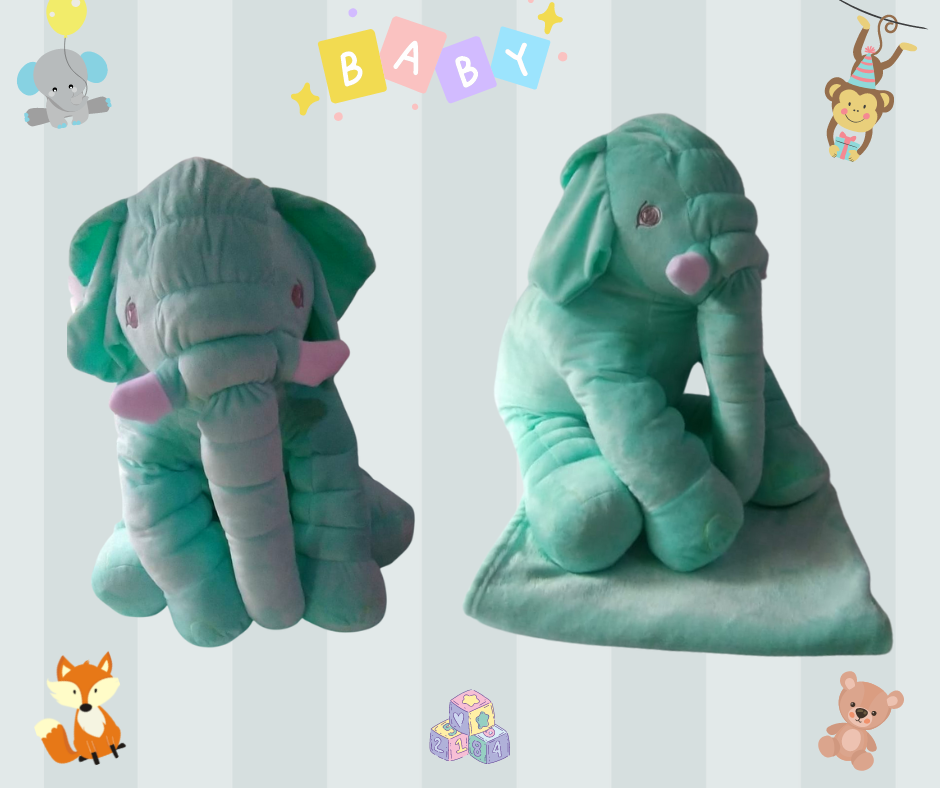 ALMOHADA ABRAZADORA ELEFANTE CON COBIJA