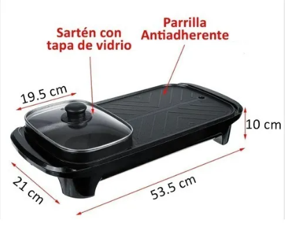 🥘🥩 Plancha Parrillera O Asador Eléctrico Con Sartén 2 En 1 🥘🥩