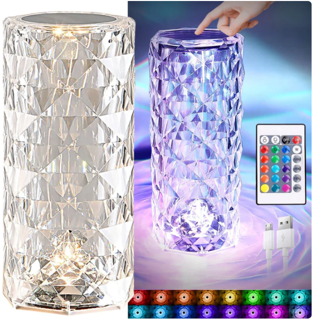 Lámpara Táctil De Crystal Que Cambia De Color + Control