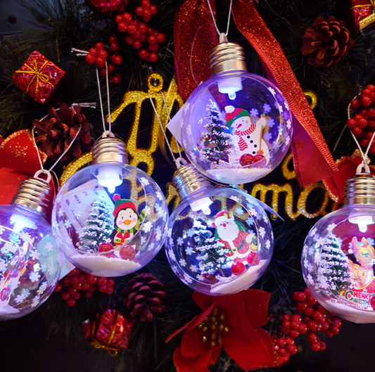 SET DE 6 BOLAS NAVIDEÑAS CON LUZ LED