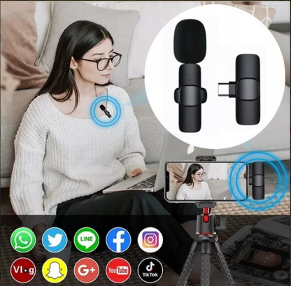 Micrófono inalámbrico portátil para grabación de Audio y vídeo Para iPhone y Tipo C