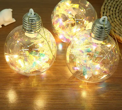 SET DE 6 BOLAS NAVIDEÑAS CON LUZ LED