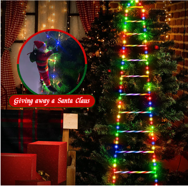 ESCALERA PAPA NOEl CON LUZ LED