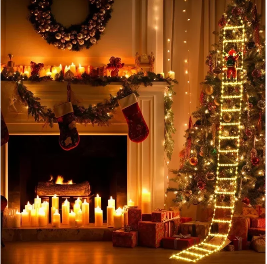 ESCALERA PAPA NOEl CON LUZ LED