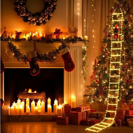 ESCALERA PAPA NOEl CON LUZ LED