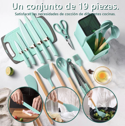 Set de utensilios de 19 piezas para cocina