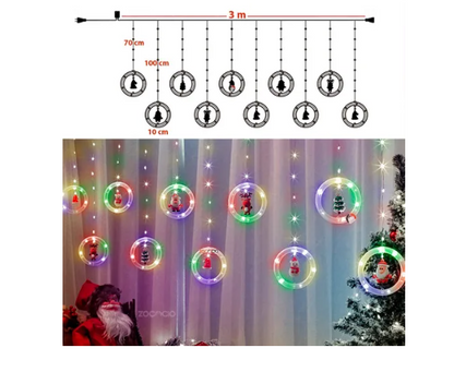 Cortina de Aros De Navidad Luz Led