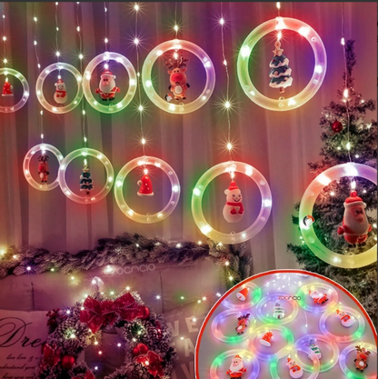Cortina de Aros De Navidad Luz Led