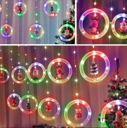 Cortina de Aros De Navidad Luz Led